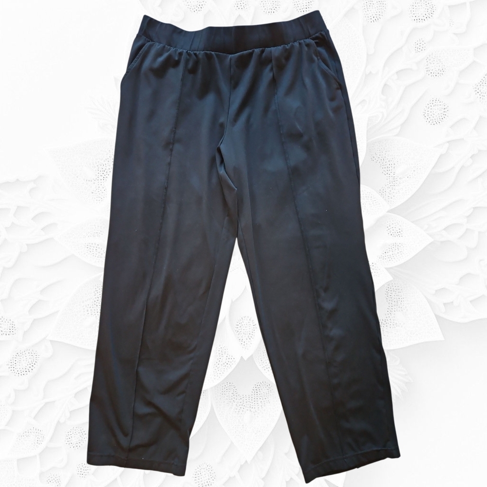 Mondetta Black Pintuck Front Seam Tapered Jogger Pants Size XL